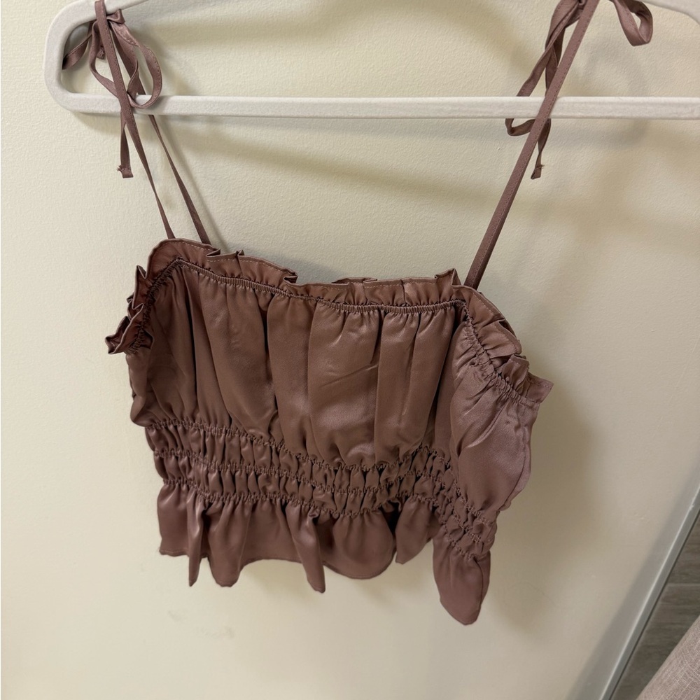 Francesca's Collections Brown Smocked Camisole